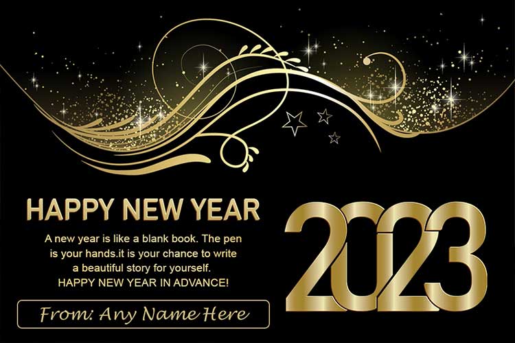 happy new year 2023 wishes black greeting card